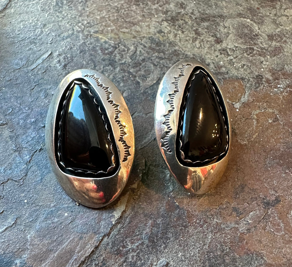 Large onyx sterling posts