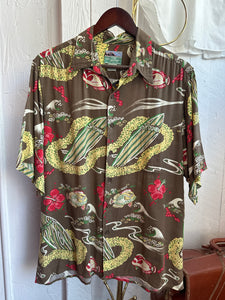 90s Reyn Spooner brown surf rayon shirt