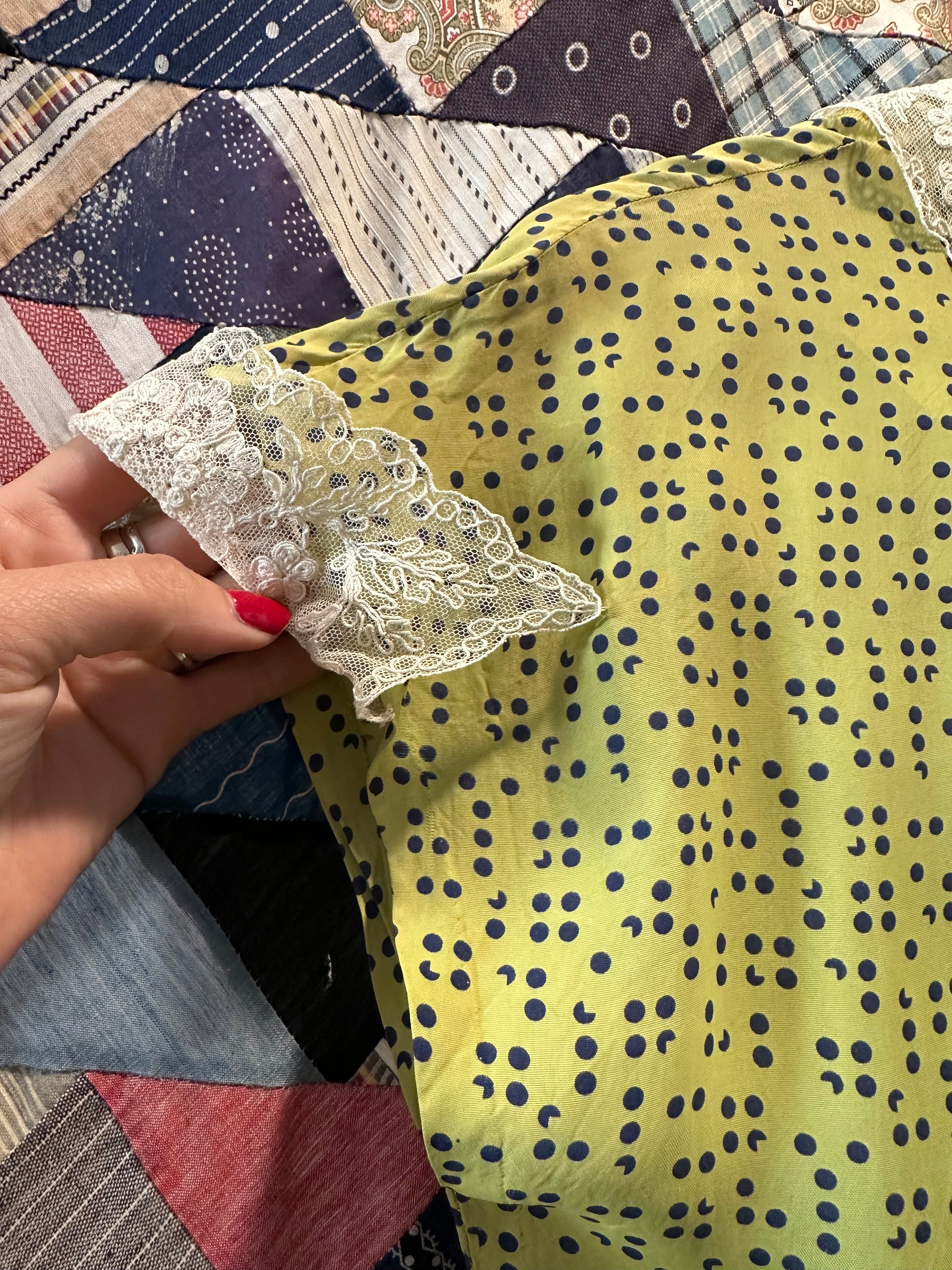 30s/40s lime green dot rayon dress