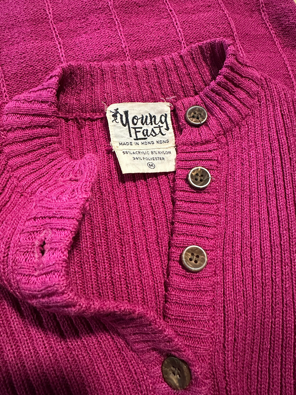70s Young East hot pink knit sweater dress
