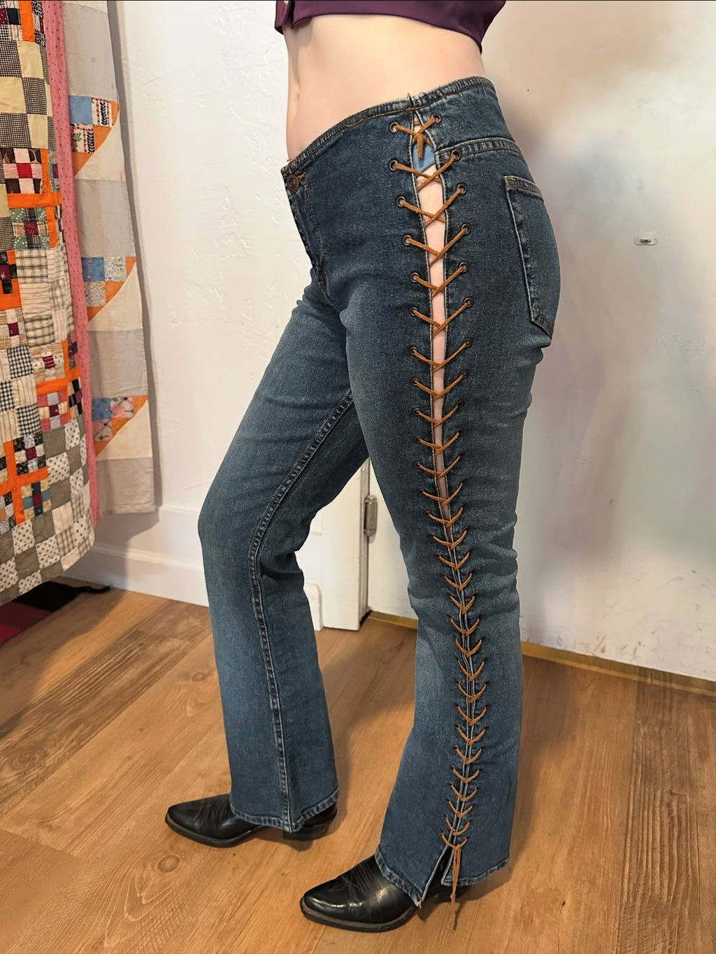 Y2K Xhiliration side lace up jeans