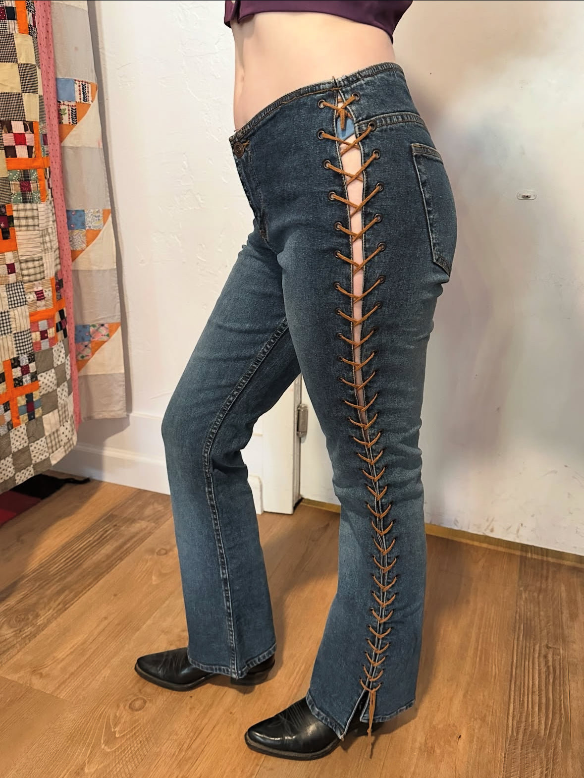 Y2K Xhiliration side lace up jeans