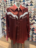 Miller satin & fringe pearl snap shirt