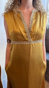 60s/70s Gold satin maxi dress